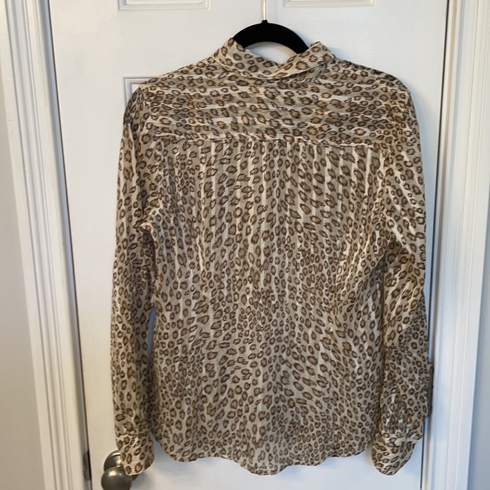 Lucky Brand Semi-Sheer Leopard Striped Top - Picture 6 of 10